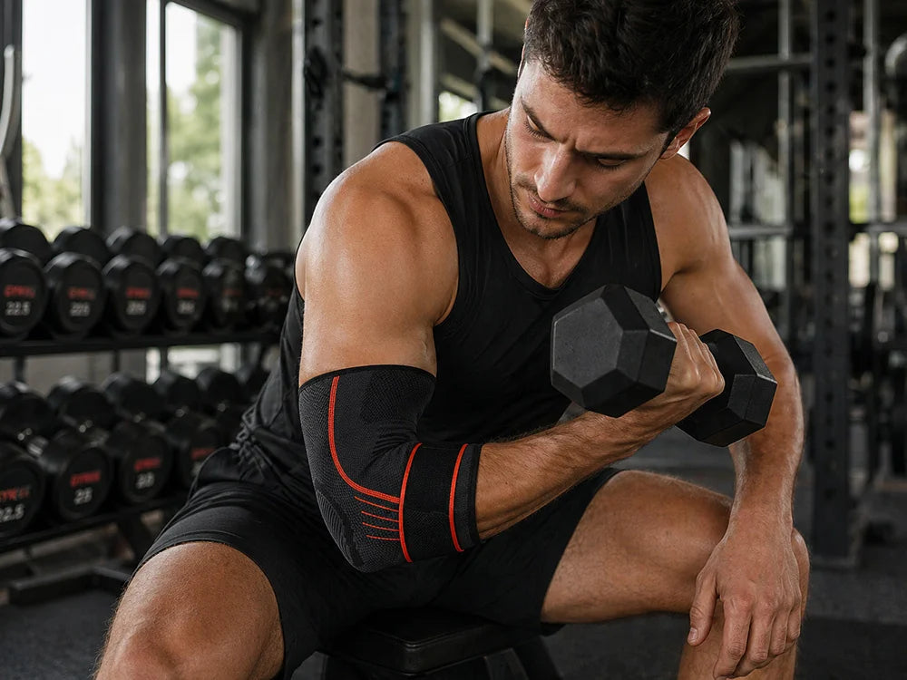 Elastische Ellenbogenbandage mit Klettverschluss – verstellbare Stützbandage für Sport und Alltag