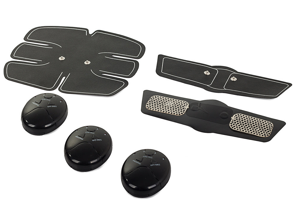 EMS Muskelstimulator 3in1 Set – Elektrostimulator für Bauch, Arme und Beine mit 6 Programmen
