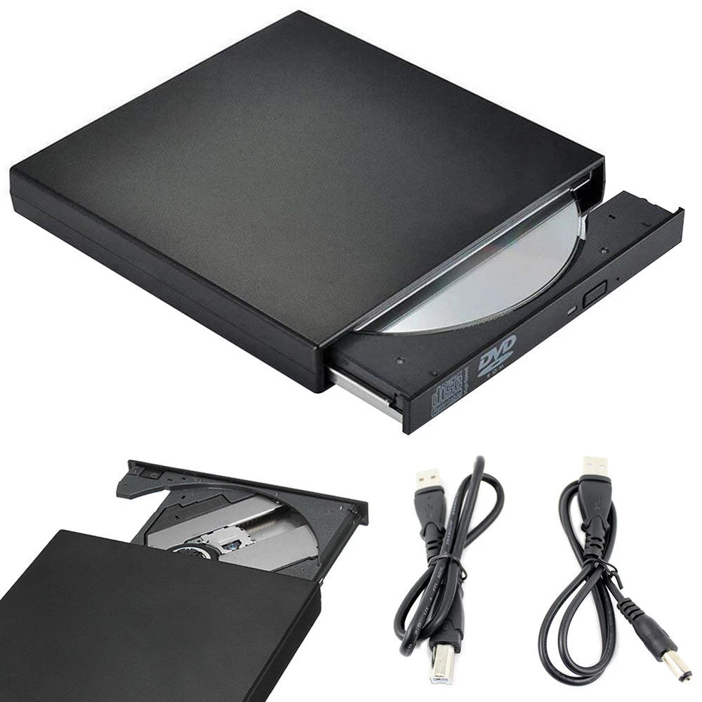 Externes CD/DVD Laufwerk USB 2.0 – CD Brenner & DVD Reader/Writer Plug & Play für PC, Mac & Linux