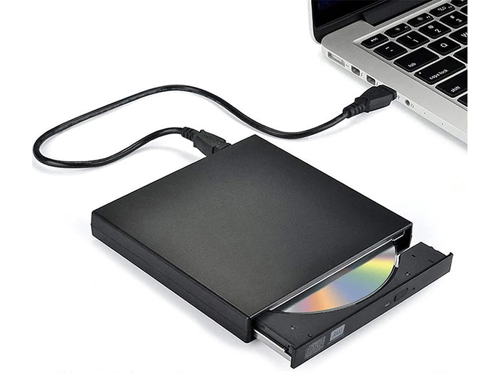 Externes CD/DVD Laufwerk USB 2.0 – CD Brenner & DVD Reader/Writer Plug & Play für PC, Mac & Linux
