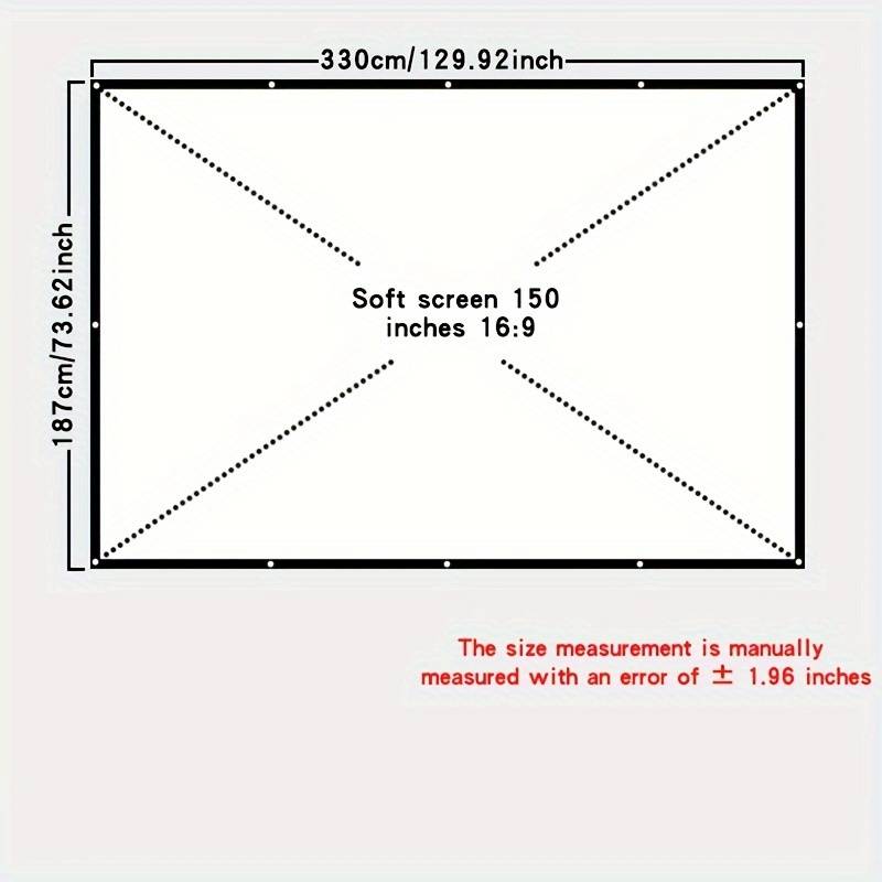 150 Zoll Beamer Leinwand 16:9 HD – Faltbare Projektor Leinwand für Heimkino, Gartenkino, Camping und Outdoor Projektion