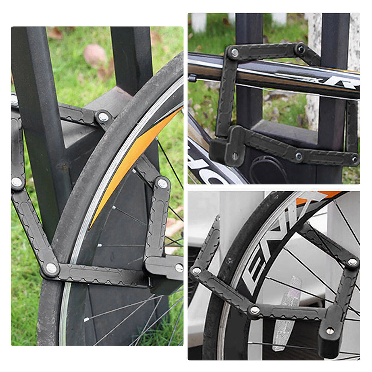 FISCHER Faltschloss mit Halterung Länge Fahrrad-Motorrad-Schloss 85 cm schwarz