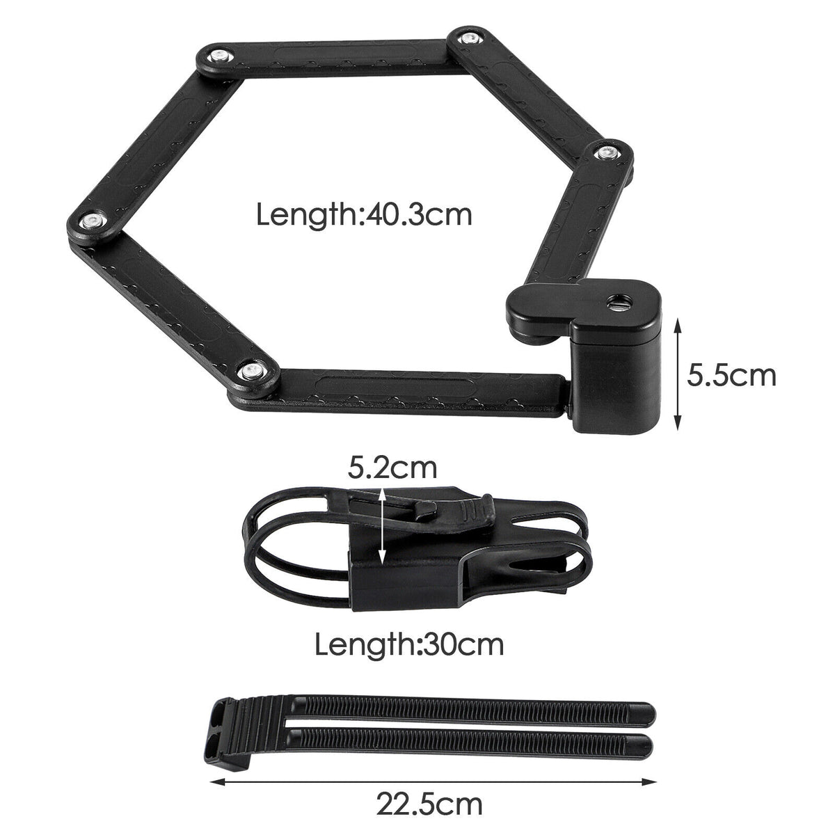 FISCHER Faltschloss mit Halterung Länge Fahrrad-Motorrad-Schloss 85 cm schwarz