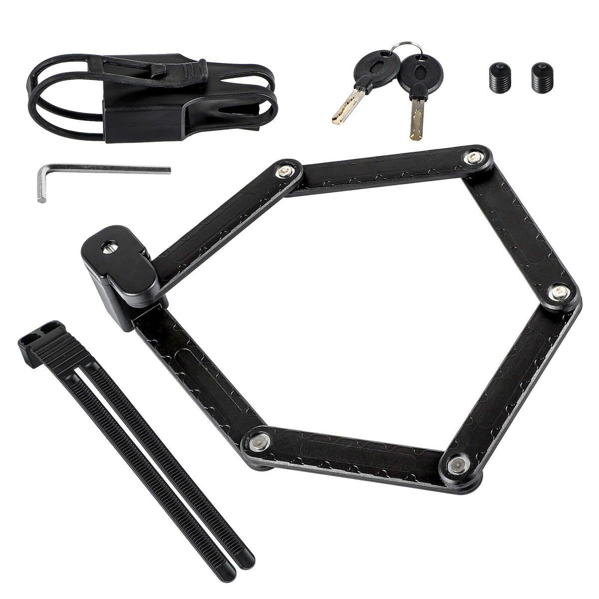 FISCHER Faltschloss mit Halterung Länge Fahrrad-Motorrad-Schloss 85 cm schwarz
