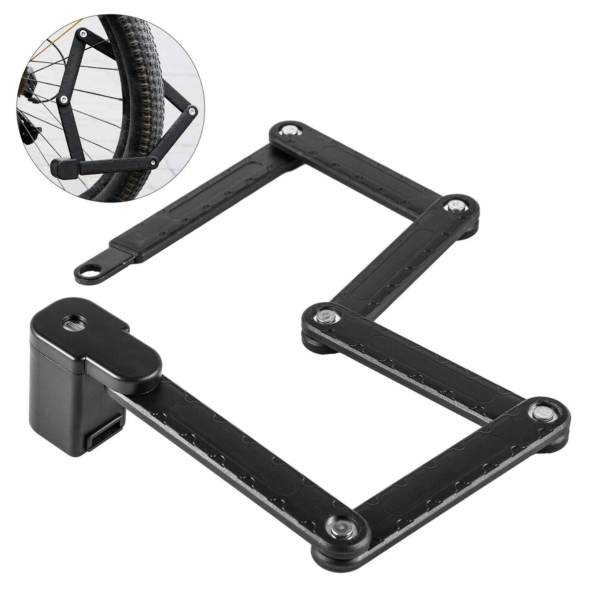 FISCHER Faltschloss mit Halterung Länge Fahrrad-Motorrad-Schloss 85 cm schwarz