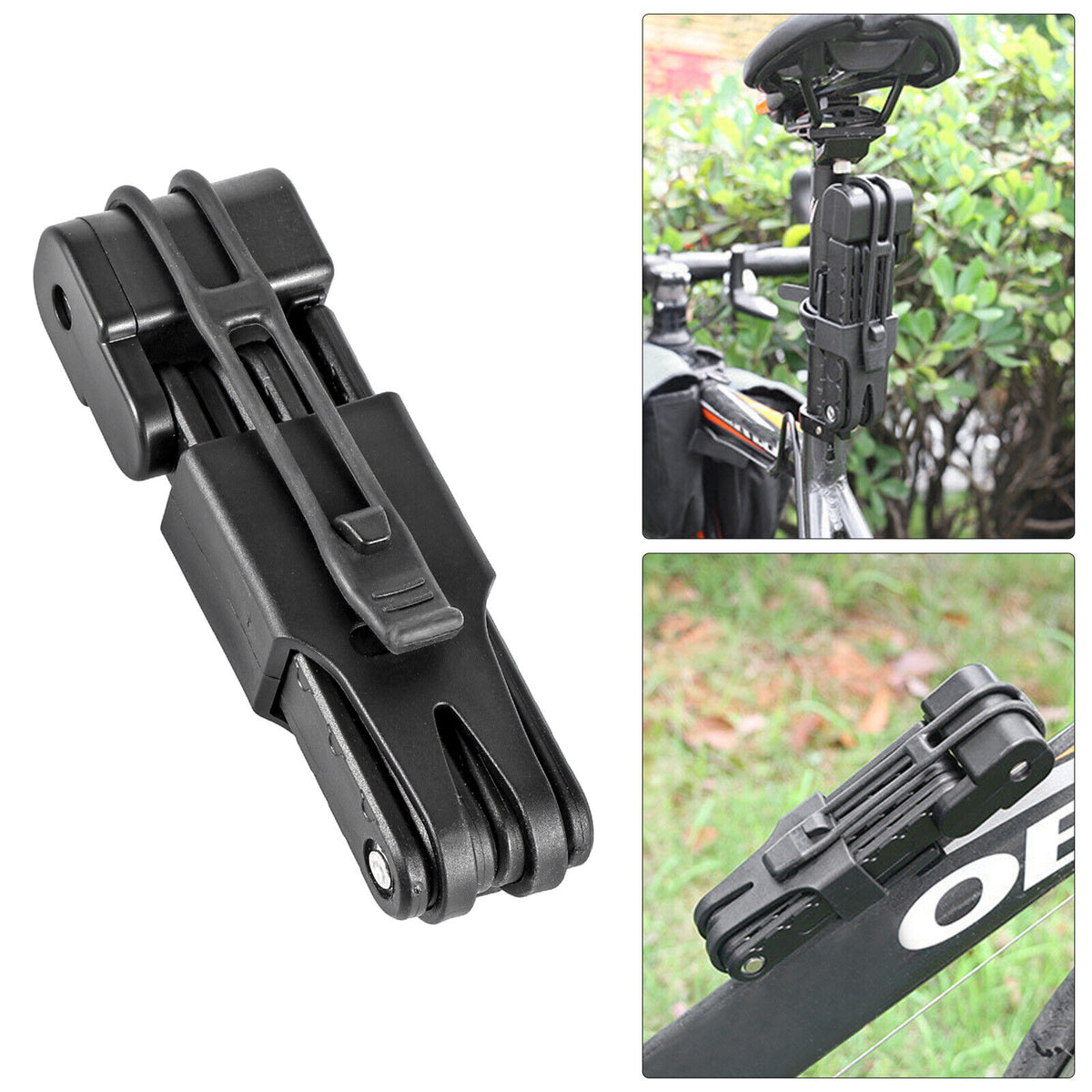 FISCHER Faltschloss mit Halterung Länge Fahrrad-Motorrad-Schloss 85 cm schwarz