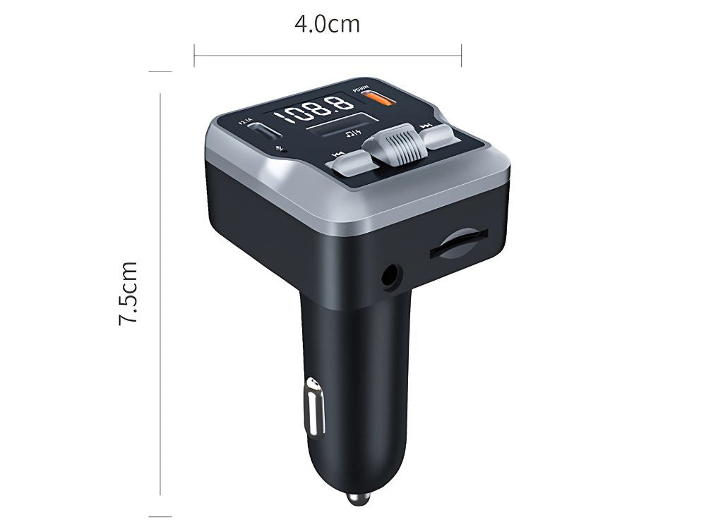 FM Transmitter Bluetooth 5.3 mit USB-C PD 30W, MP3 Player, Freisprecheinrichtung, TF-Kartenleser und Dual USB Ladefunktion für Auto 12V–24V