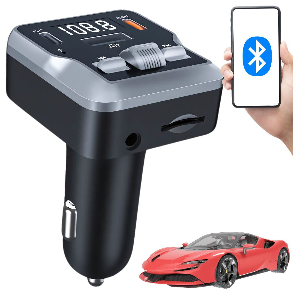 FM Transmitter Bluetooth 5.3 mit USB-C PD 30W, MP3 Player, Freisprecheinrichtung, TF-Kartenleser und Dual USB Ladefunktion für Auto 12V–24V
