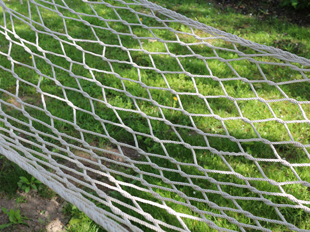 Hängematte Netz mit Holzstangen 190cm 150kg Garten Boho weiß Outdoor