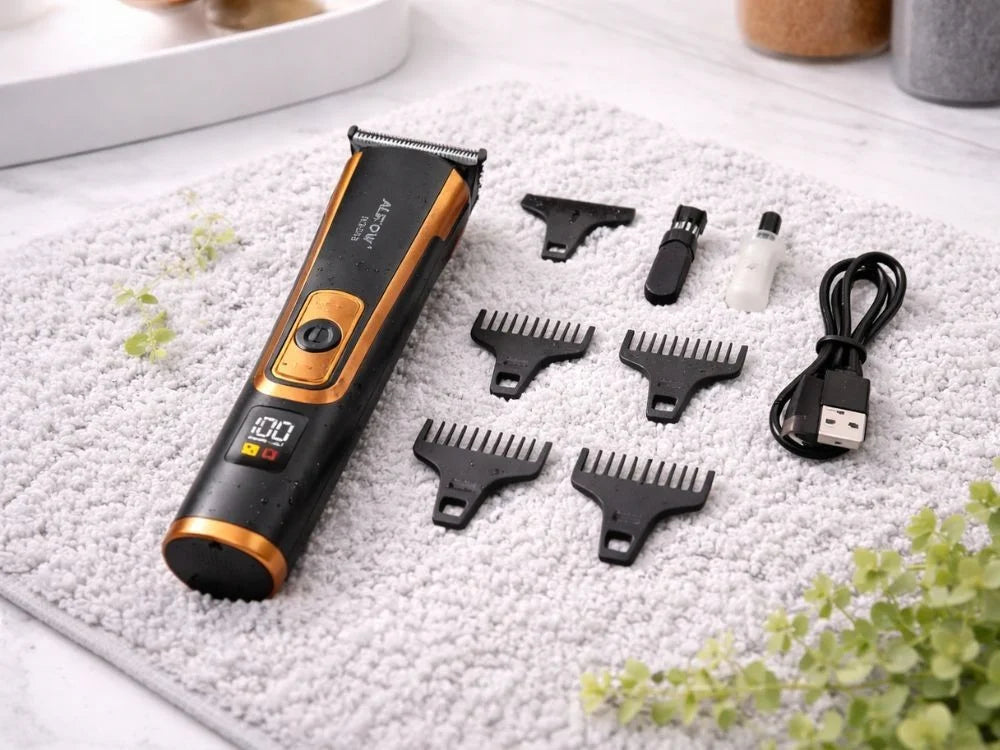 Haarschneidemaschine T-Blade mit USB-C Akku – Barttrimmer mit 4 Aufsätzen, 80 Min Laufzeit & 600 mAh Akku