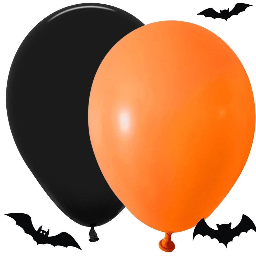 Halloween Luftballons Schwarz Orange Party Deko Ballons Girlande Set Auswahl
