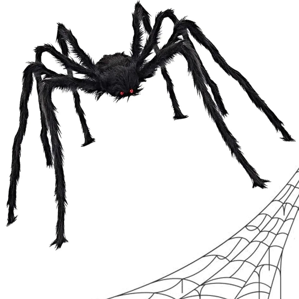 Halloween Riesenspinne XXL – Realistische Tarantel Deko mit roten Augen, schwarz