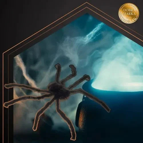 Halloween Riesenspinne XXL – Realistische Tarantel Deko mit roten Augen, schwarz