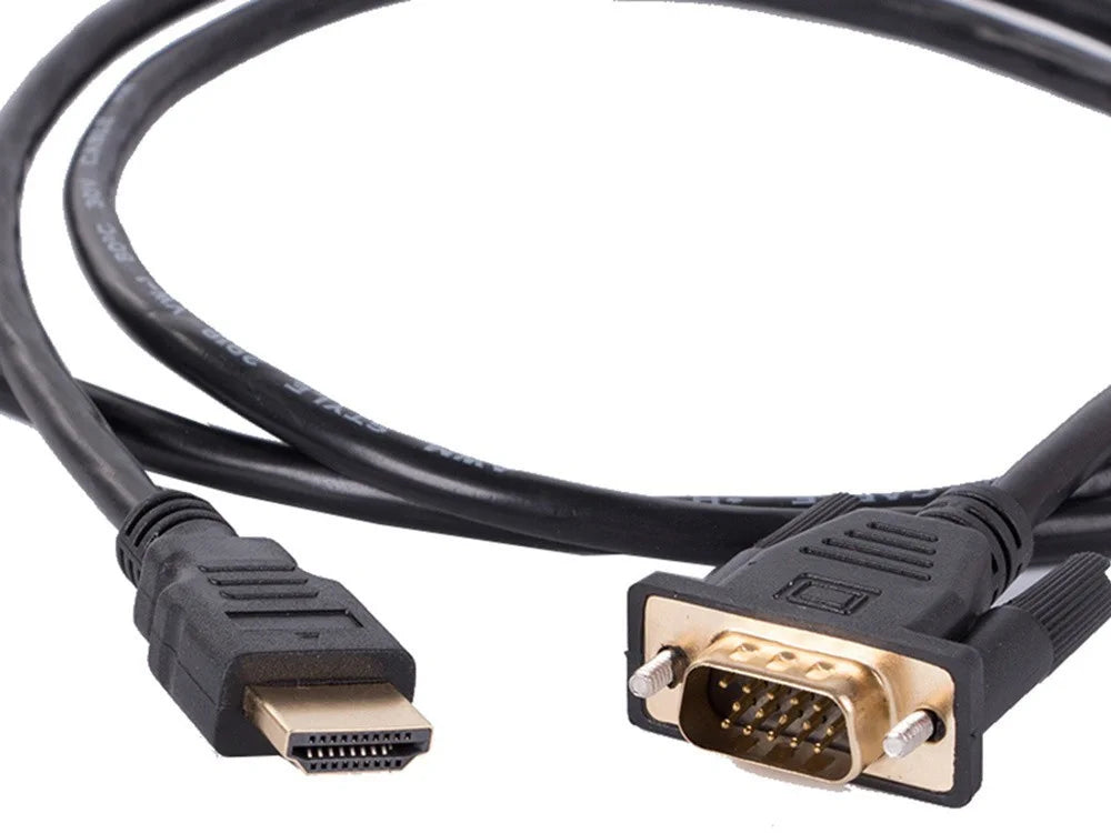 HDMI VGA Kabel 1,3m Full HD 1080p D-Sub Verbindungskabel Schwarz