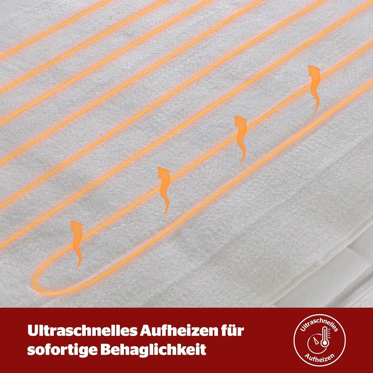 Heizdecke 140 x 150 cm mit 3 Heizstufen – weiche Fleece Wärmedecke mit Überhitzungsschutz, Befestigungsbändern & waschbarer Ausführung