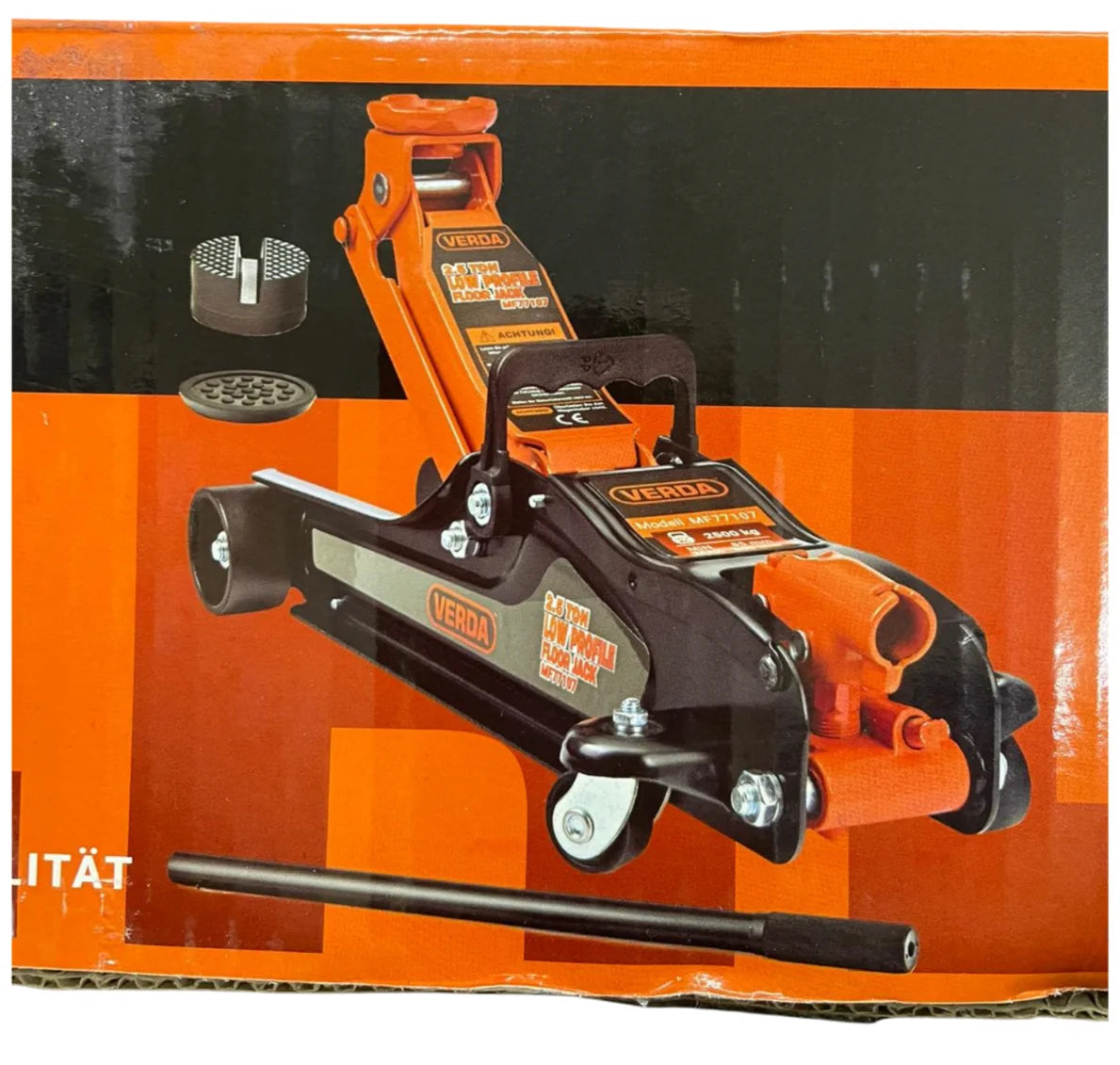 Hydraulischer Wagenheber 2,5T – Rangierwagenheber 85–365 mm mit 2 Gummiauflagen & Arbeitshandschuhen