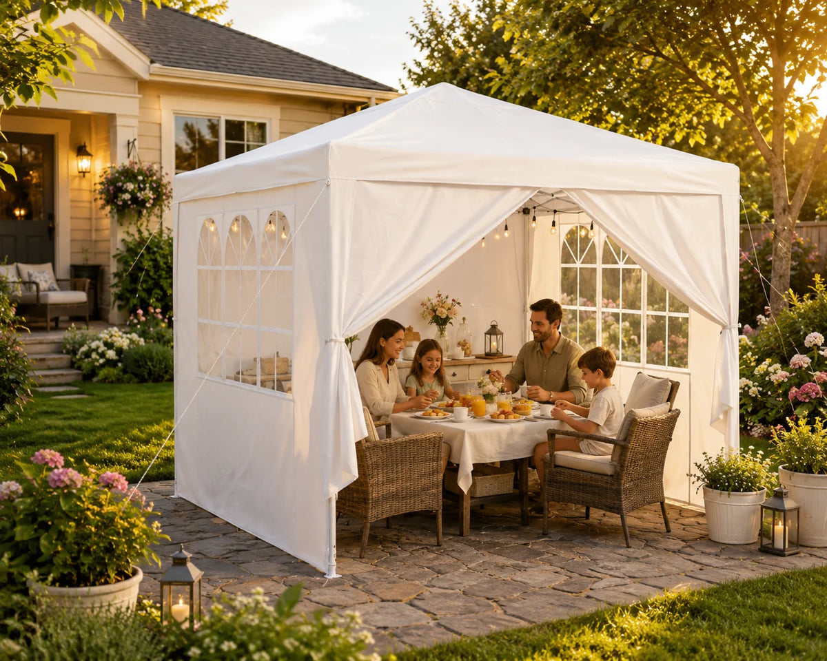 Gartenpavillon 3x3 m Grün mit Seitenwänden – wasserdichtes Partyzelt mit UV-Schutz und Stahlgestell