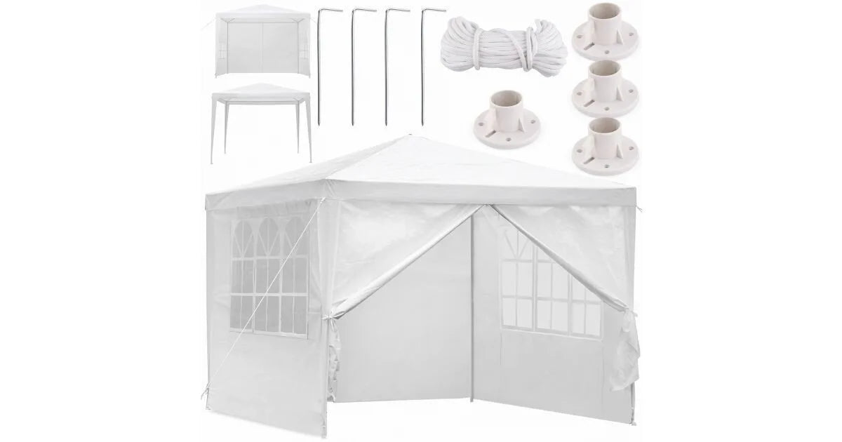 Gartenpavillon 3x3 m Grün mit Seitenwänden – wasserdichtes Partyzelt mit UV-Schutz und Stahlgestell