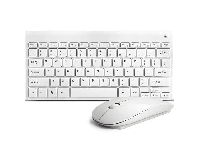 Maus Keyboard Wireless QWERTY Tastatur Set 2,4GHz PC Funkmaus Weiß Retoo