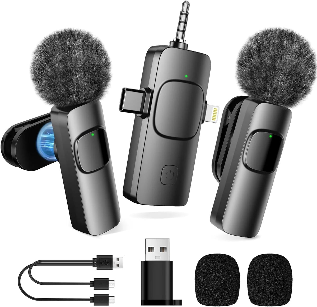 Kabelloses Lavalier Mikrofon 2,4 GHz mit Rauschunterdrückung – für iPhone 15, Android, PC & Kamera