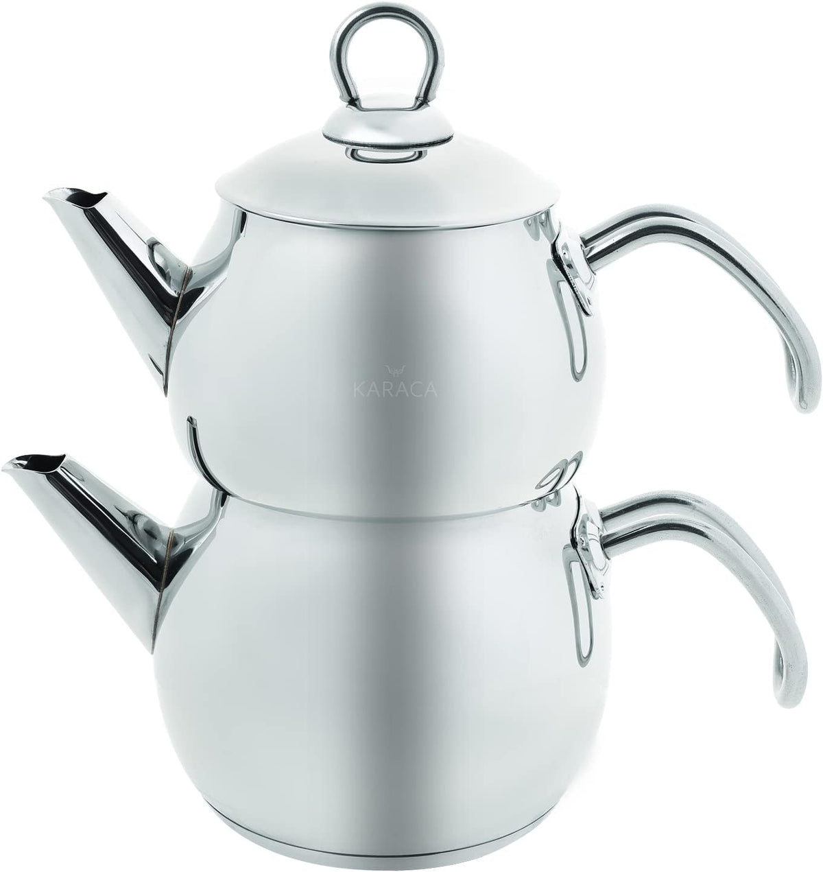 Karaca Belinay Teekannen-Set – Edelstahl, Türkischer Teekocher, 0,65 L Teekanne & 1,1 L Wasserkessel