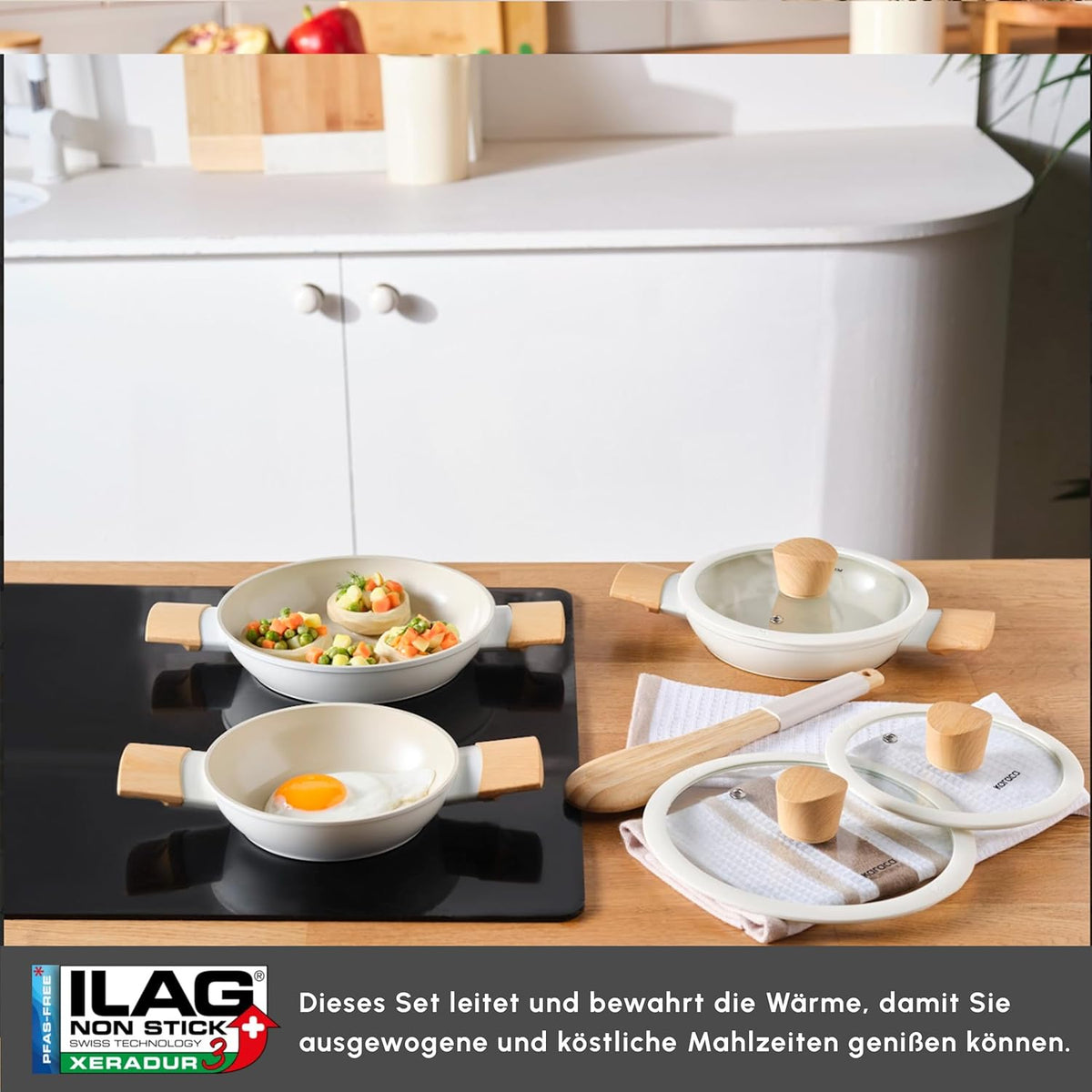 Karaca Swiss Crystal Almond Topfset 6 teilig Induktion Schmortopf Keramik