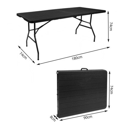 Klappbarer Gartentisch 180cm HDPE Koffertisch Campingtisch Partytisch Schwarz