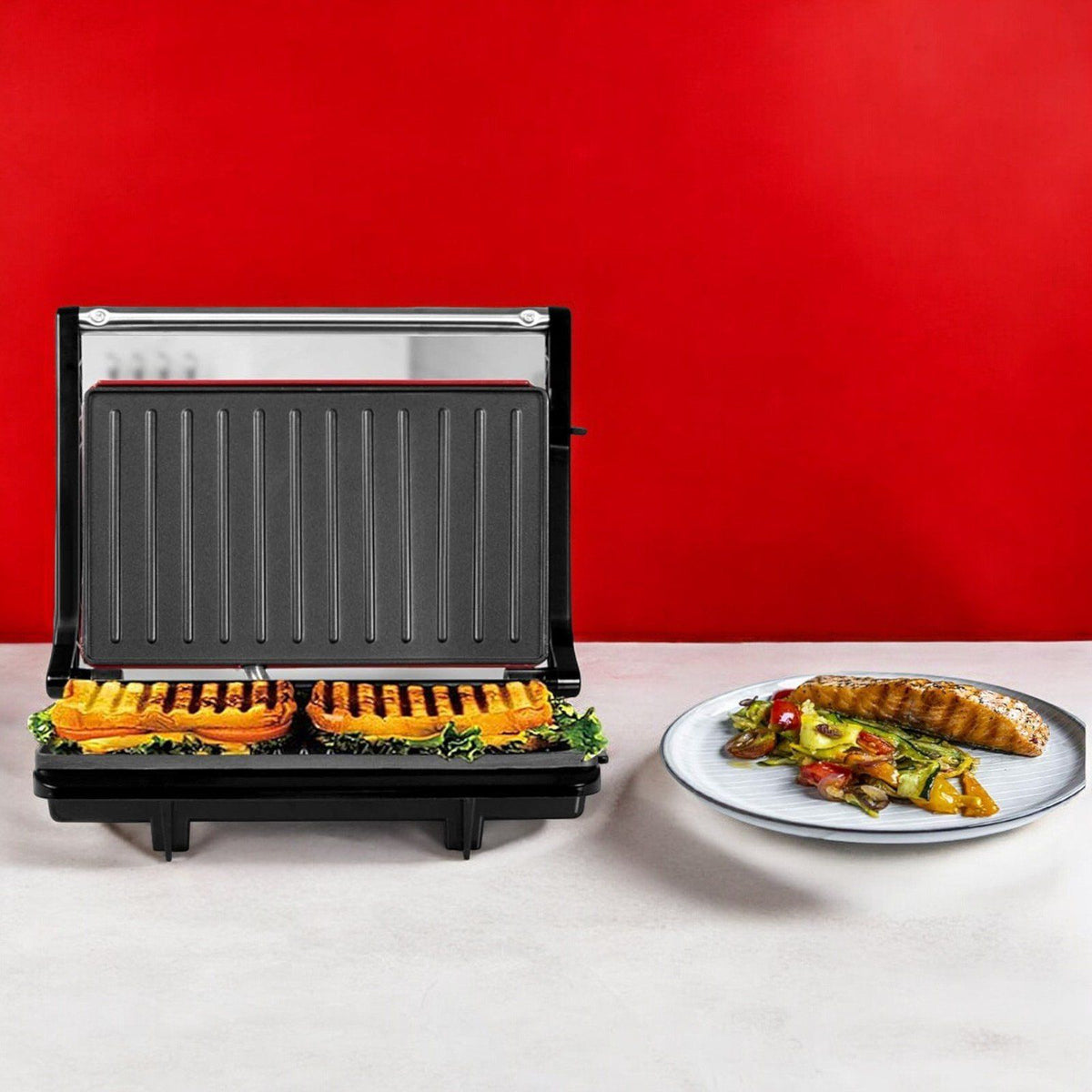 Kontaktgrill mini Grill Sandwichtoaster 750 Watt Sandwichmaker Tischgrill