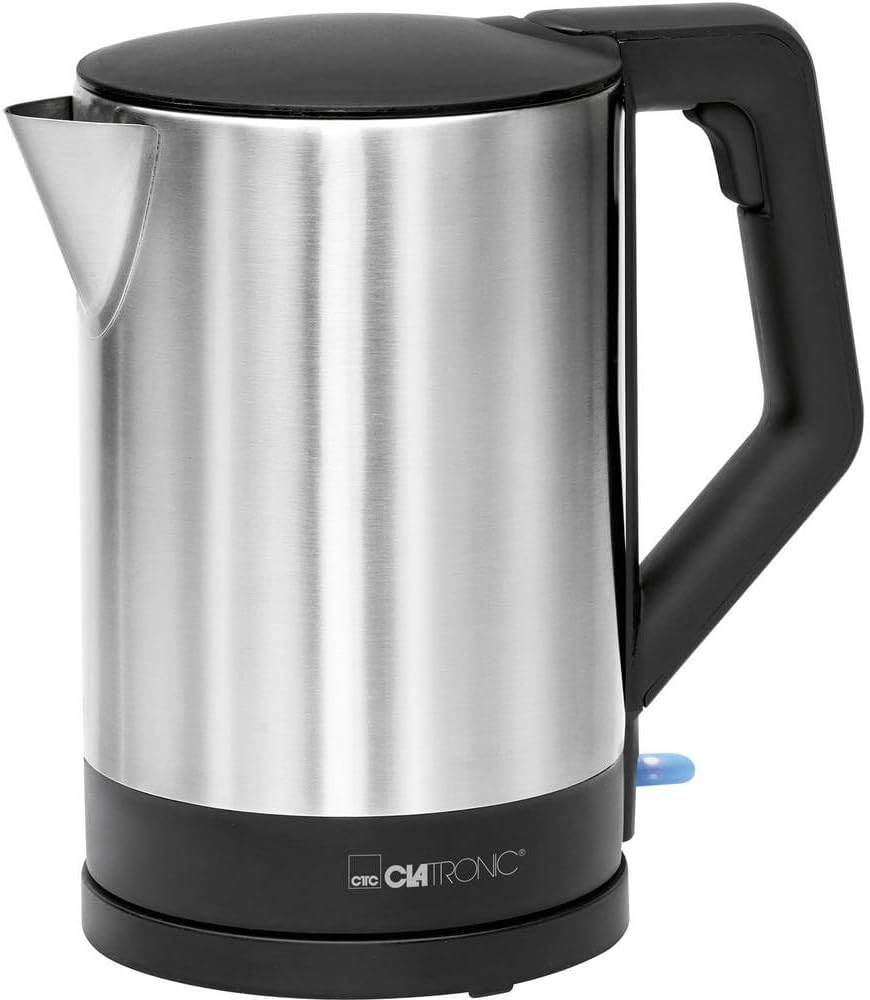 Clatronic Wasserkocher 1,5 Liter – Edelstahl Kettle mit Einhandbedienung & Überhitzungsschutz