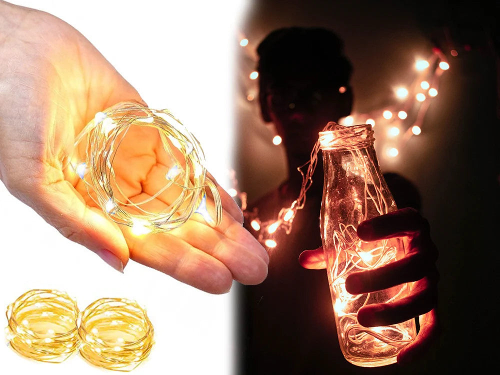 LED Lichterkette 10 m mit 100 LEDs – warmweiße Drahtlichterkette mit Batteriebetrieb für Weihnachten & Dekoration