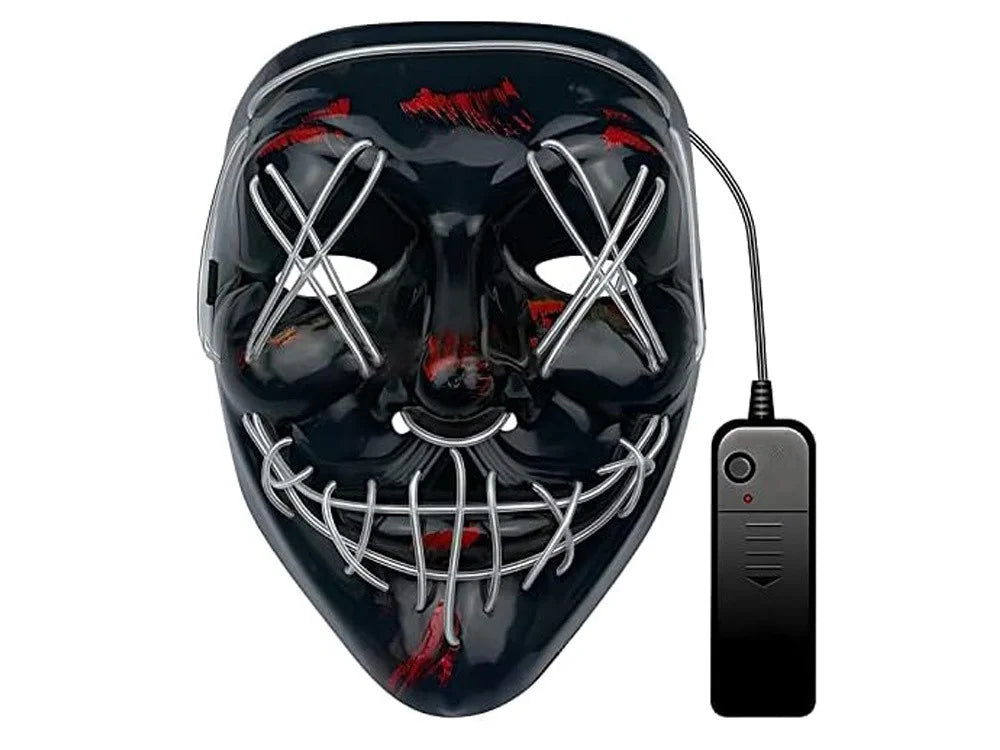 Halloween LED Purge Maske – Leuchtende Horror-Party Maske für Karneval, Cosplay & Festivals ---