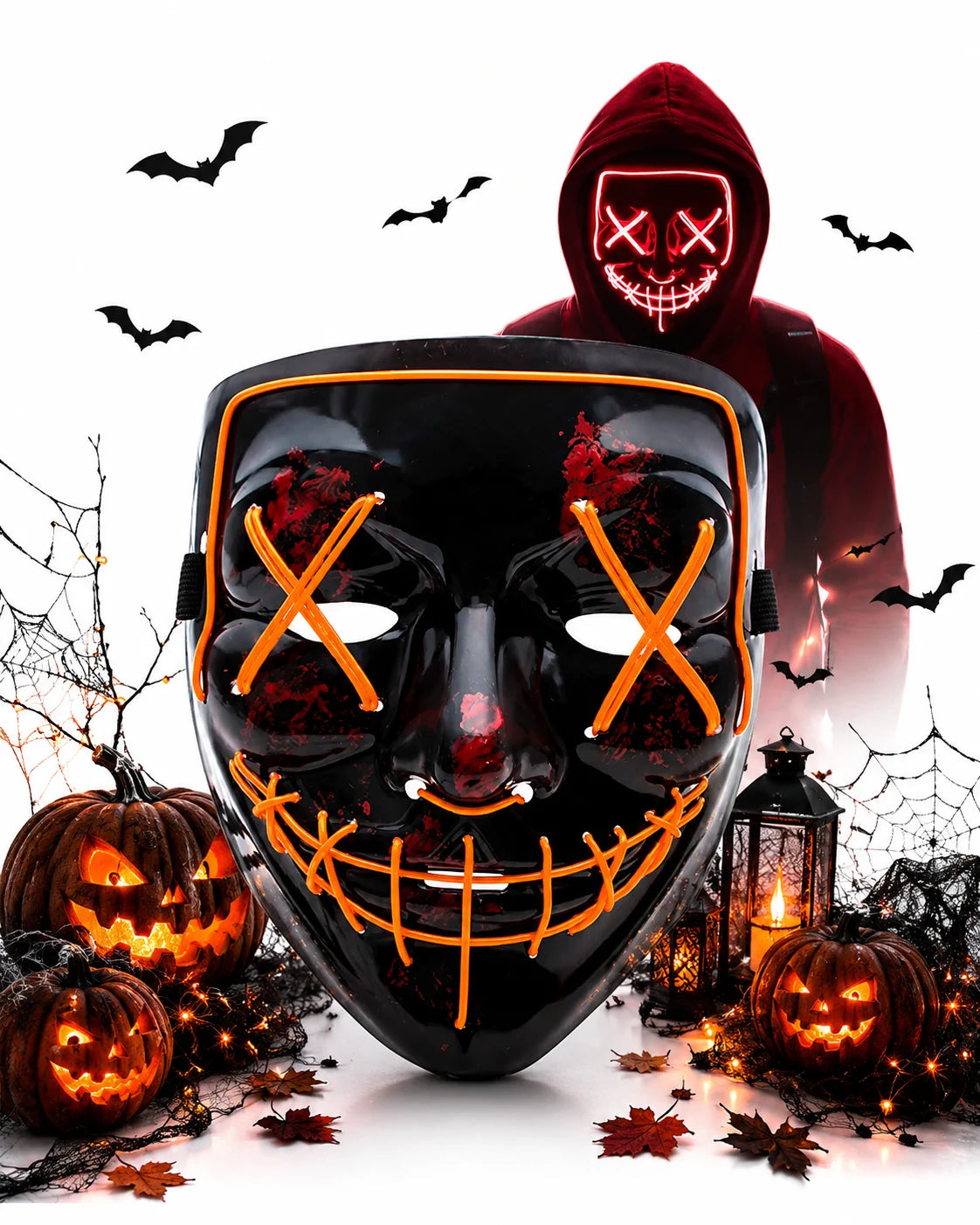Halloween LED Purge Maske – Leuchtende Horror-Party Maske für Karneval, Cosplay & Festivals