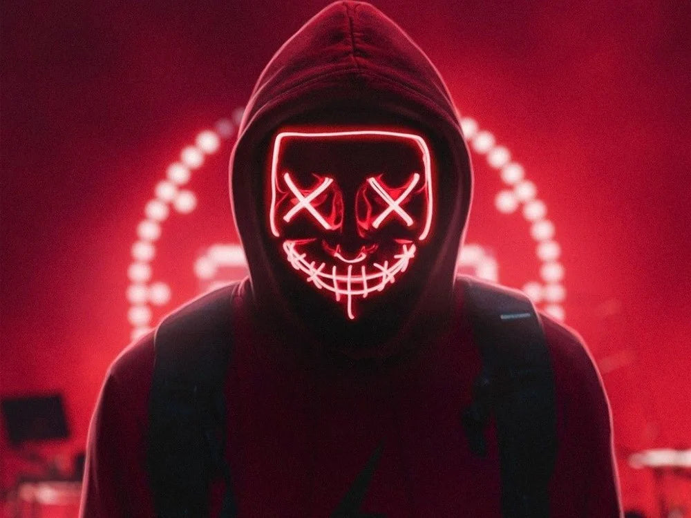 Halloween Purge Maske LED – Horror Leuchtmaske für Party, Karneval & Cosplay