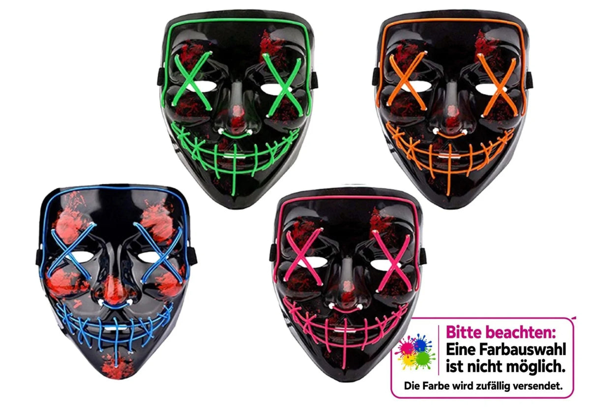 Halloween LED Purge Maske – Leuchtende Horror-Party Maske für Karneval, Cosplay & Festivals ---