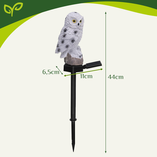 LED Solar Gartenstecker Eule warmweiß wetterfest Gartenleuchte Balkon Deko Außenleuchte