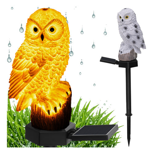 LED Solar Gartenstecker Eule warmweiß wetterfest Gartenleuchte Balkon Deko Außenleuchte