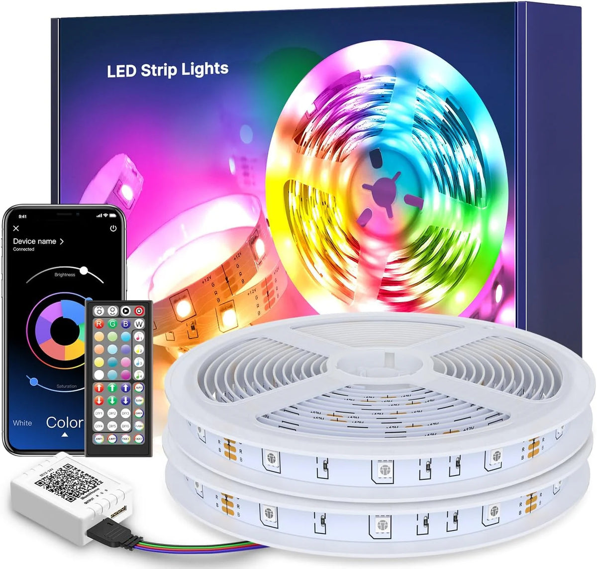 LED Strip 30 m RGB mit Bluetooth, App & Fernbedienung – Musik Sync LED Band für Schlafzimmer und Zuhause