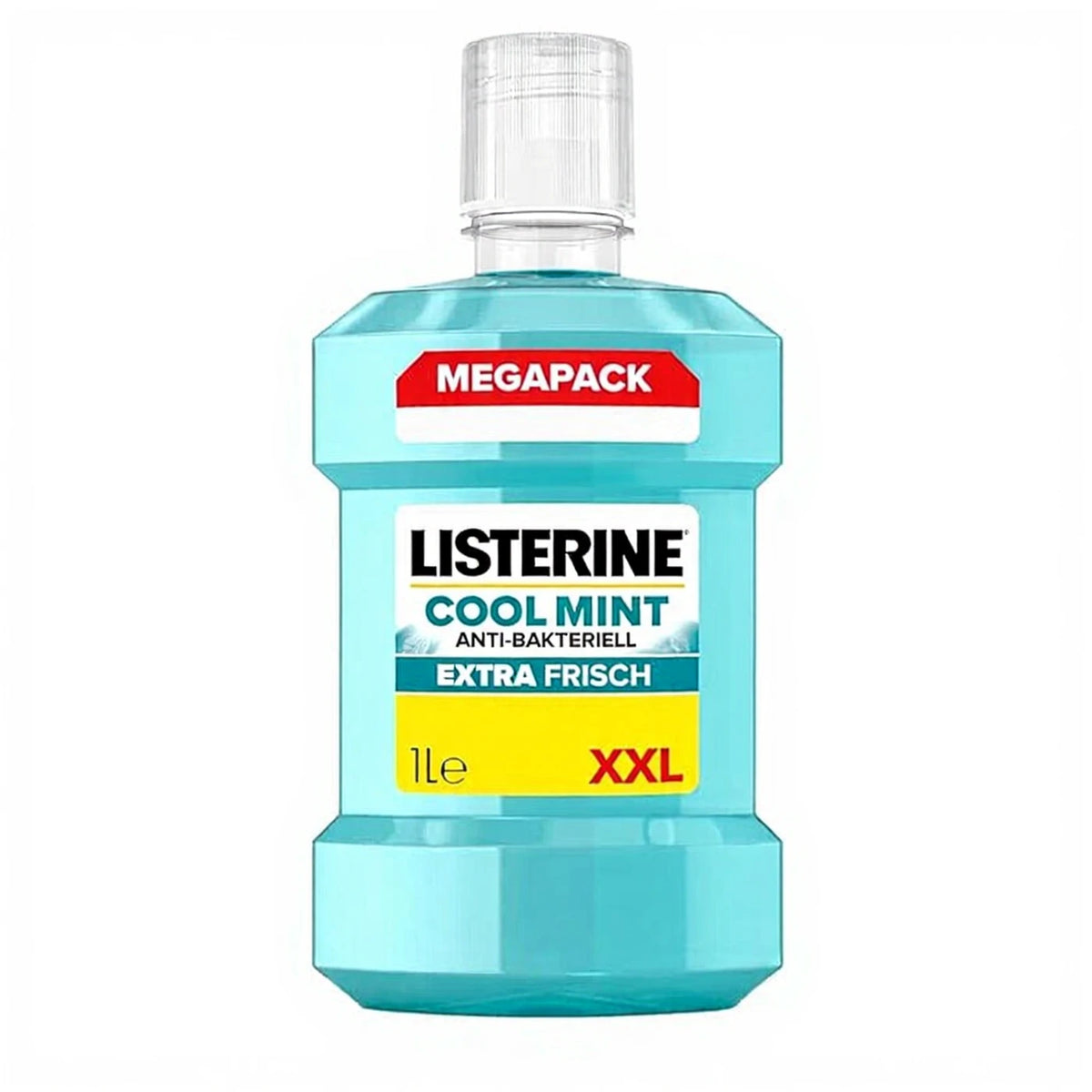 Listerine Cool Mint Mundspülung 1 L – antibakterielles Mundwasser mit mildem Minzgeschmack, ätherischen Ölen & Fluorid