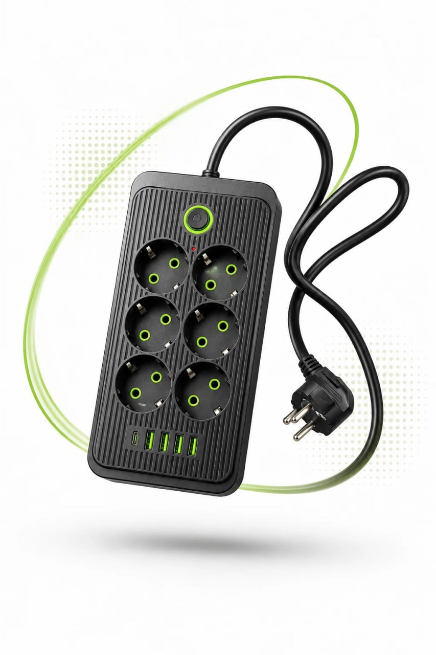 Steckdosenleiste 6 Fach mit 4 USB USB-C Mehrfachsteckdose Schalter
