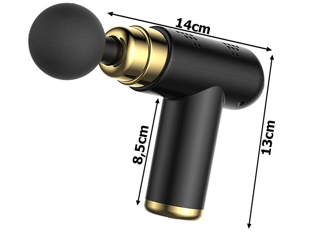 Mini Massagepistole mit 6 Intensitätsstufen – 3600 U/min, 4 Massageaufsätze, USB-C Akku & Batteriestandsanzeige
