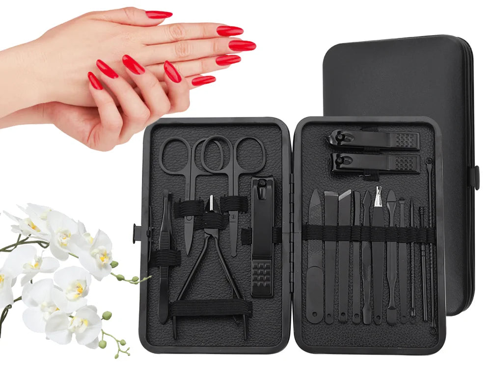 Maniküre Set 18-teilig – Nagelpflege Set mit Nagelknipser, Schere und Etui  5907451375853