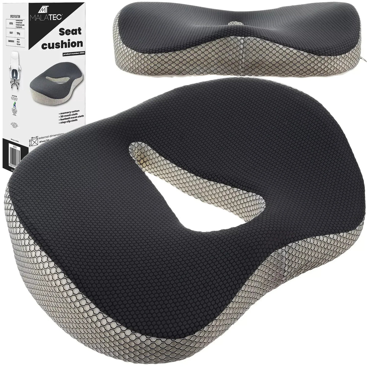 Orthopädisches Sitzkissen aus Memory Schaum – ergonomisches Sitzkissen 46 x 36 x 11 cm mit abnehmbarem Bezug