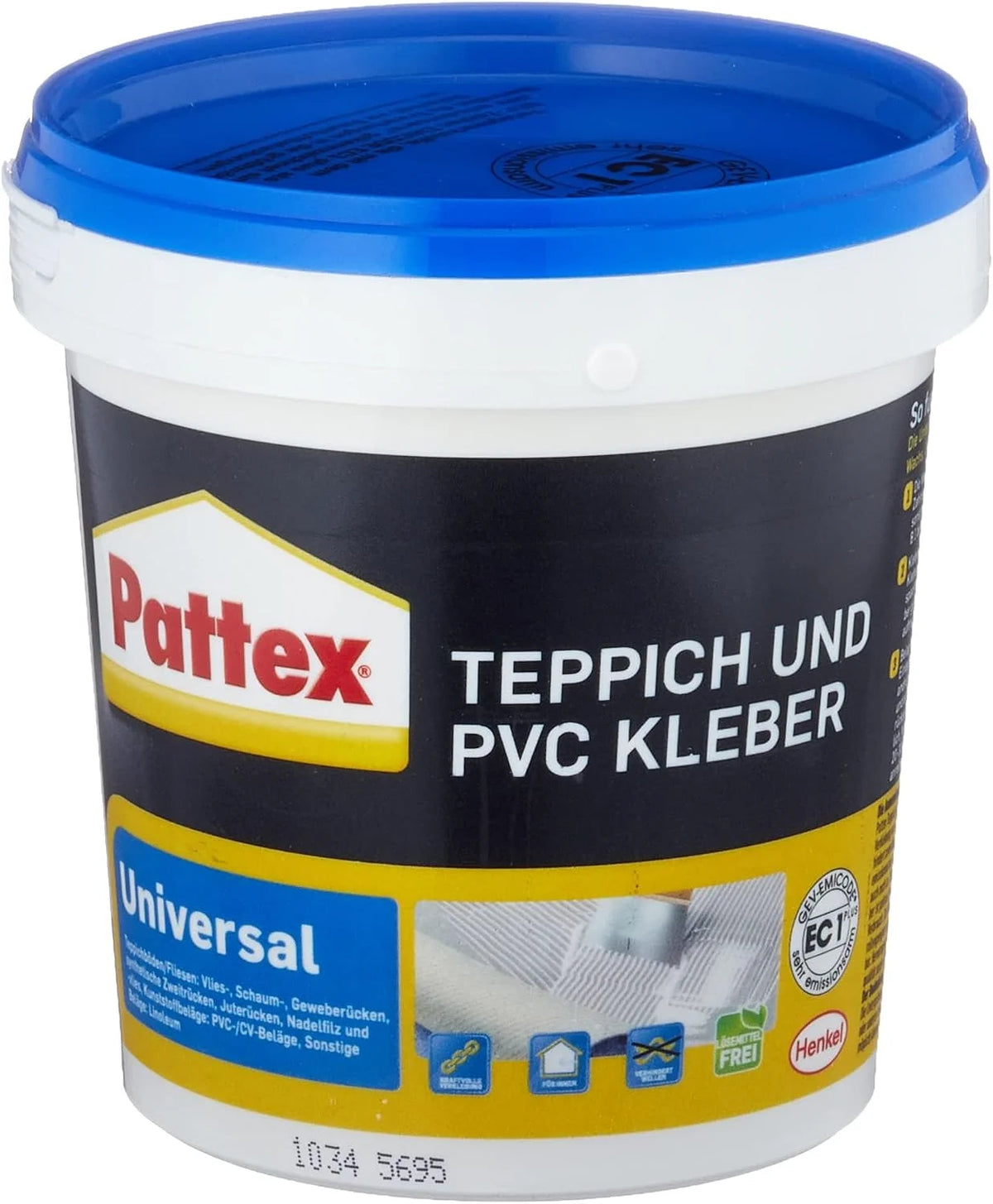 Pattex Teppich und PVC Kleber 1 kg – lösemittelfreier Dispersionskleber für Teppich, PVC, CV & Linoleum im Innenbereich