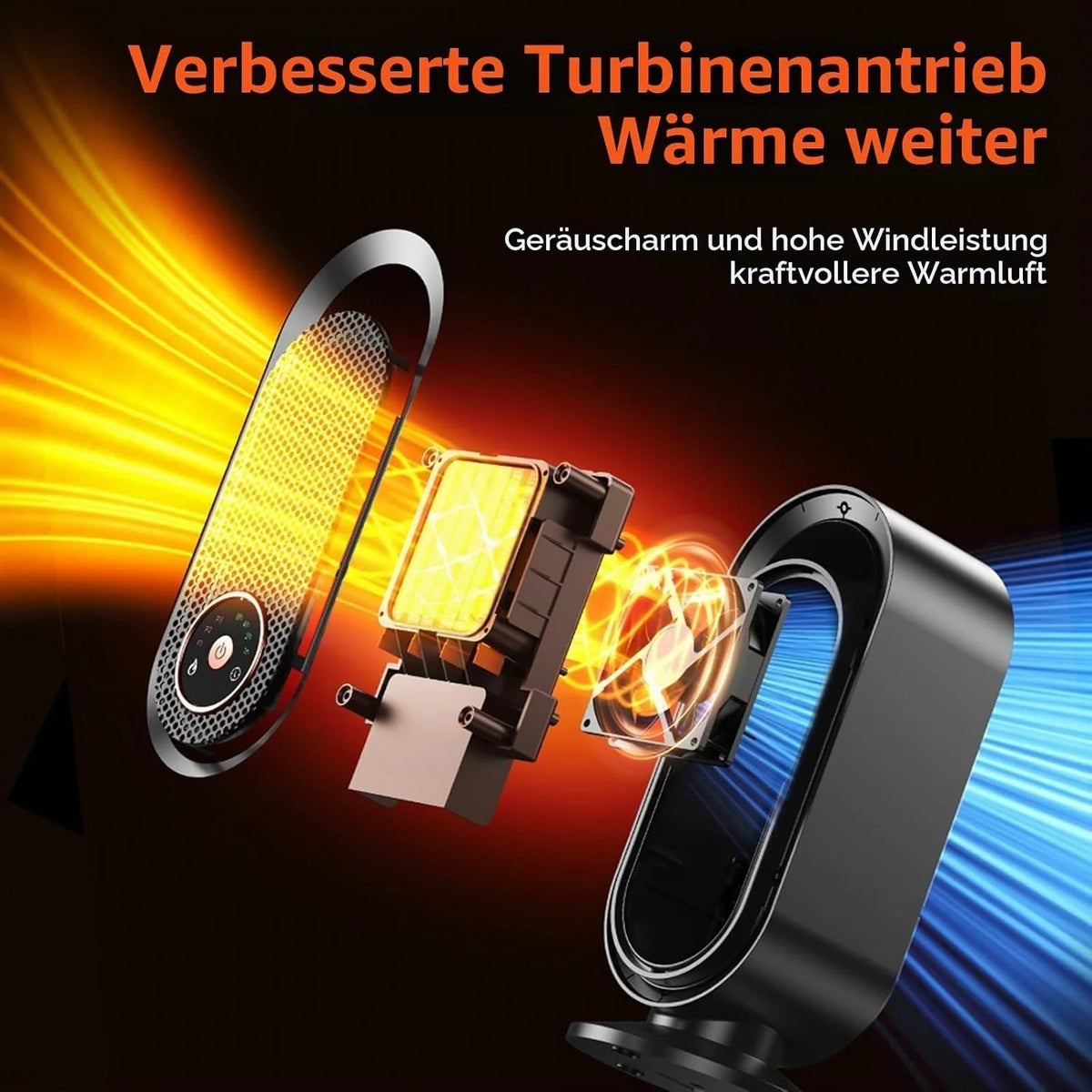 PTC Heizlüfter Keramik 3 Stufen Touch Display 8H Timer Überhitzungsschutz