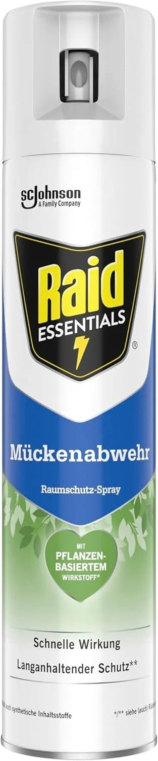 Raid Essentials Mückenspray 300ml Pflanzlich Geruchsfrei Innenraum 4h Schutz