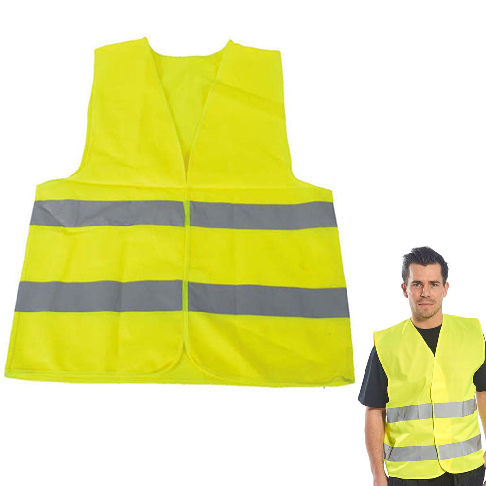 Reflektierende Warnweste Gelb mit Tasche – Sicherheitsweste für Auto, Arbeit & Notfälle