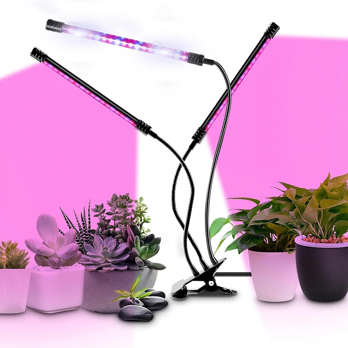 Retoo Pflanzenlampe LED 30 W mit 60 LEDs – Wachstumslampe mit 3 Armen, 3/9/12H Timer, 9 Helligkeitsstufen & USB