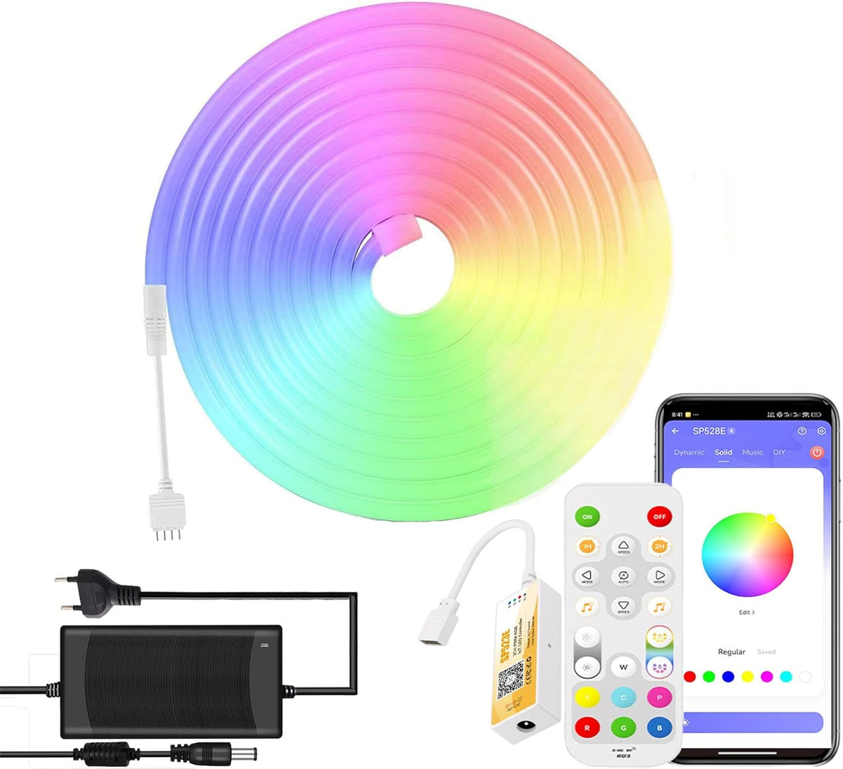 RGB LED Neonstreifen 5m – Flexibel, IP67 Wasserdicht & Bluetooth Steuerung