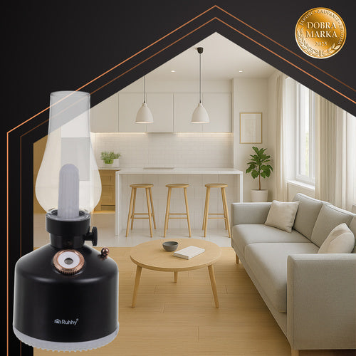 Ruhhy Aive USB Luftbefeuchter mit Diffusor & 14 RGB-LEDs – Retro Aroma Diffusor mit Akku