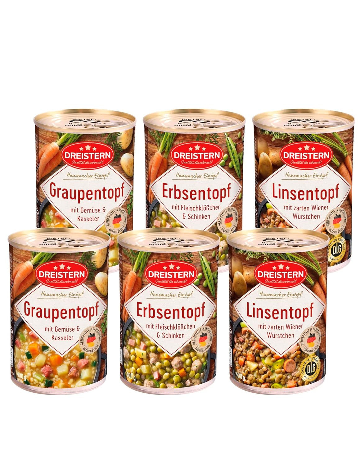 DREISTERN Linseneintopf mit Wiener Würstchen 400 g leckerer Eintopf viel